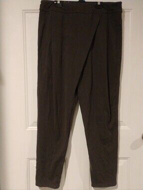 Lululemon Dark Olive Green Asymmetrical Wrap Front Tapered Pants Size 10